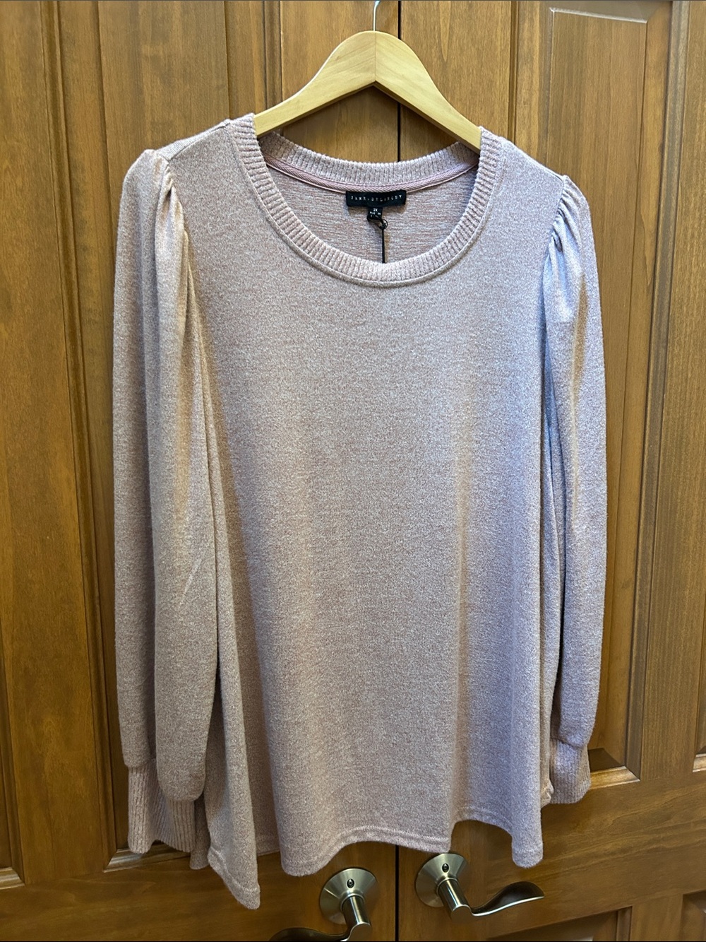Jane & Delancey Dusty Rose Puff-Sleeve  Top size 2X new